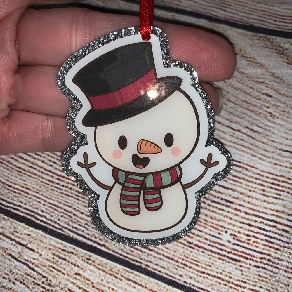 Snowman Acrylic Christmas Ornament, Handmade